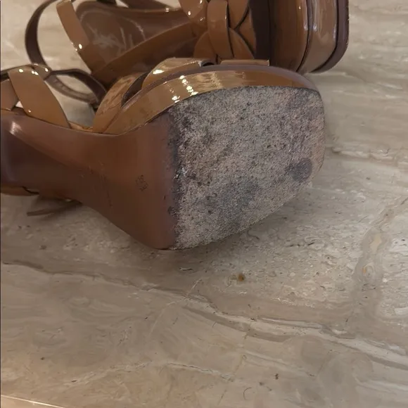 Yves Saint Laurent Women's Brown Patent Leather Sandals YSL