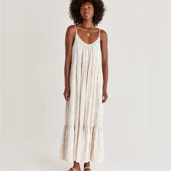 Z Supply Lido Floral Maxi Dress Palm tiered sundress long summer boho vacation M