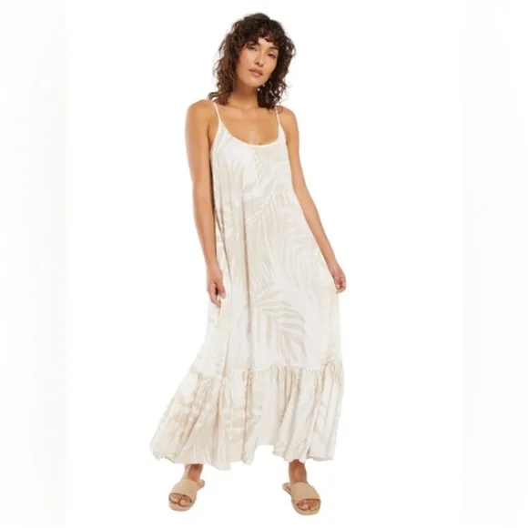 Z Supply Lido Floral Maxi Dress Palm tiered sundress long summer boho vacation M