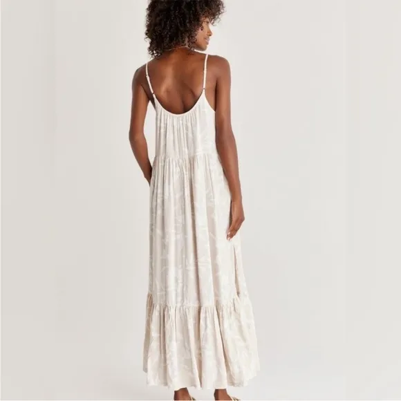 Z Supply Lido Floral Maxi Dress Palm tiered sundress long summer boho vacation M