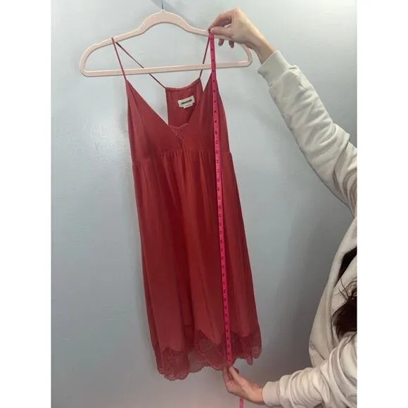 Zadig &amp; Voltaire Coralie Lace Slip Camisole 100% Silk Dress in Pink Size Medium
