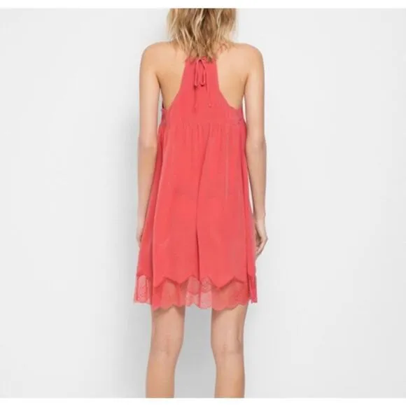Zadig &amp; Voltaire Coralie Lace Slip Camisole 100% Silk Dress in Pink Size Medium
