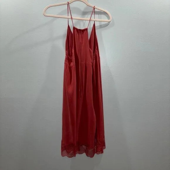 Zadig &amp; Voltaire Coralie Lace Slip Camisole 100% Silk Dress in Pink Size Medium