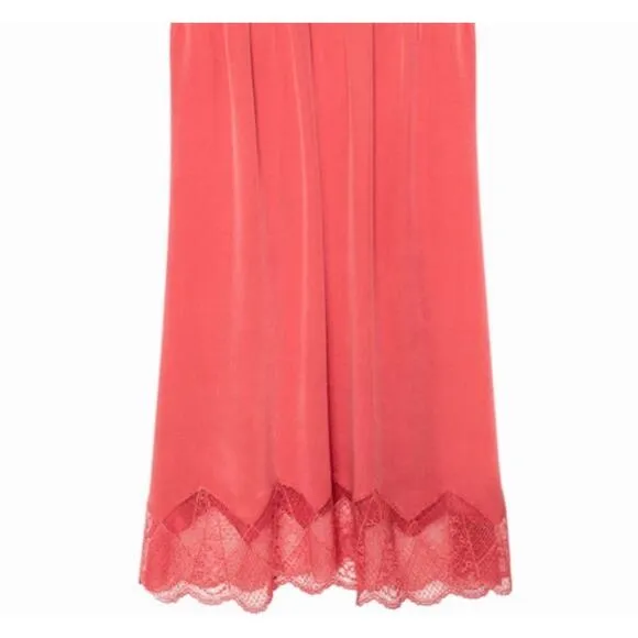Zadig &amp; Voltaire Coralie Lace Slip Camisole 100% Silk Dress in Pink Size Medium