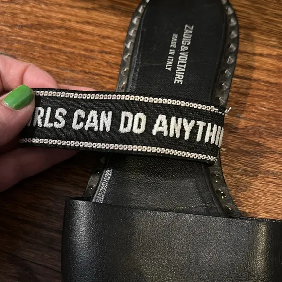 Zadig &amp; Voltaire Girls Can Do Anything  Slip-on Sandals, Black