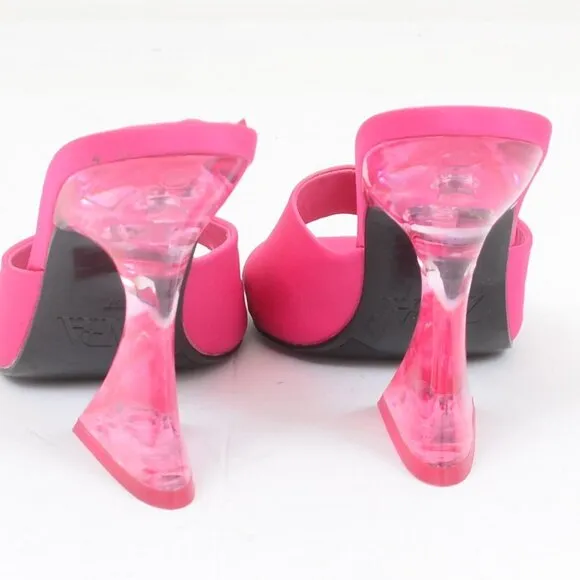Zara Barbie Pink Clear Heels Slides Slip On Open Toe Sandals Women's 6