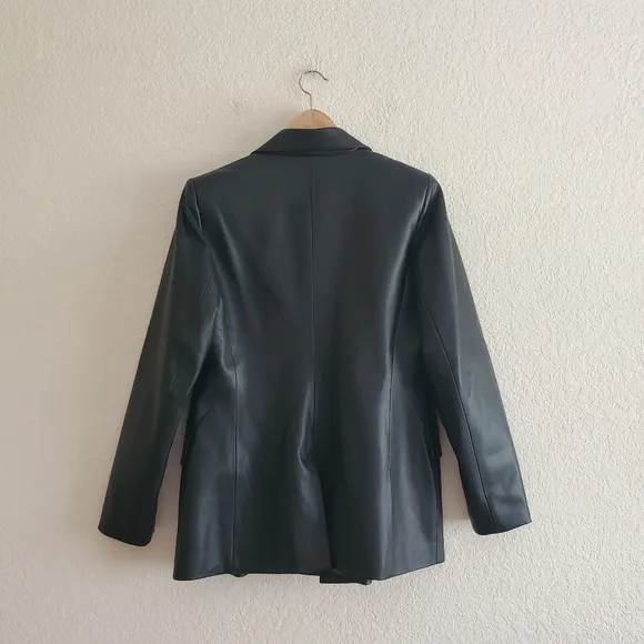 Zara Faux Leather Blazer Black Size XXL