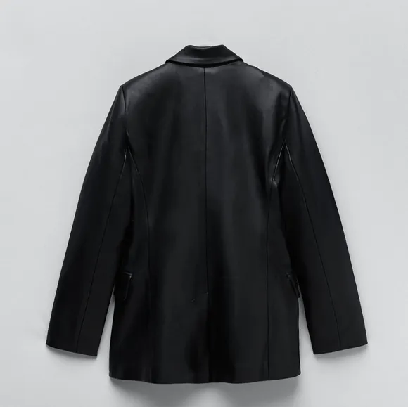 Zara Faux Leather Blazer Black Size XXL