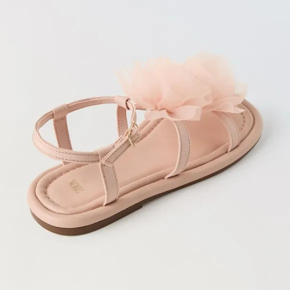 Zara kids maxi flower sandals light pink NWT