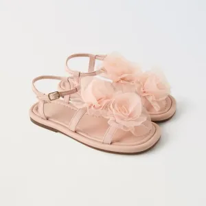 Zara kids maxi flower sandals light pink NWT