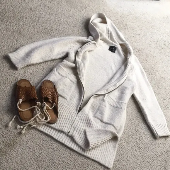 ZARA KNIT/CREAM MIDI- FULL ZIP -CARDI/ COAT- LIMITED EDITION