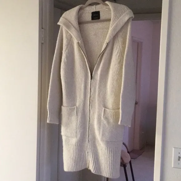 ZARA KNIT/CREAM MIDI- FULL ZIP -CARDI/ COAT- LIMITED EDITION