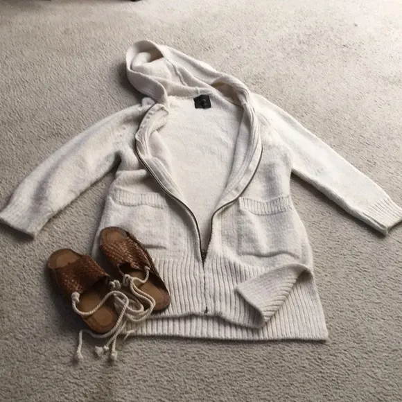 ZARA KNIT/CREAM MIDI- FULL ZIP -CARDI/ COAT- LIMITED EDITION