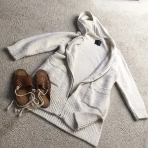 ZARA KNIT/CREAM MIDI- FULL ZIP -CARDI/ COAT- LIMITED EDITION