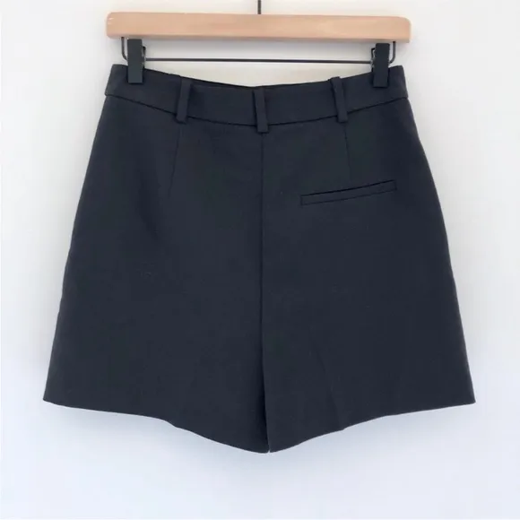Zara NWT black trouser shorts with gold button front
