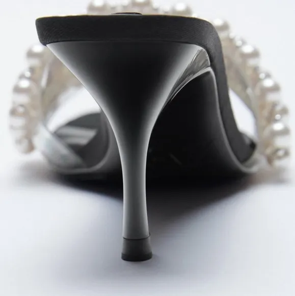 ZARA PEARL TRIM HEELED SANDALS Bloggers favorite
