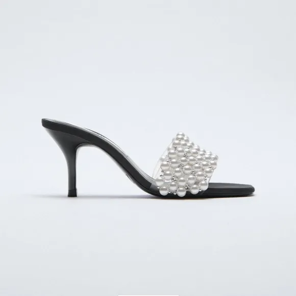ZARA PEARL TRIM HEELED SANDALS Bloggers favorite