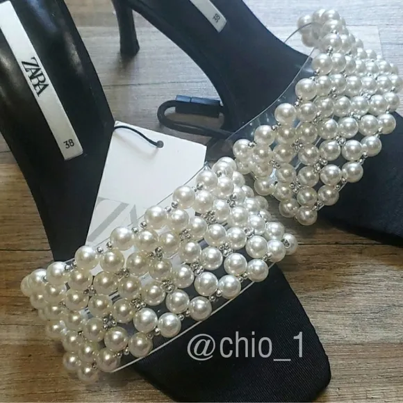 ZARA PEARL TRIM HEELED SANDALS Bloggers favorite