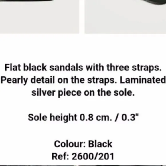 Zara Pearly Pearl Strapy Black Velvet Flat Sandals Size 5