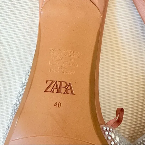 Zara Womens Sandals Heels Slip On Sparkly Party Prom Wedding Shoes Size 9