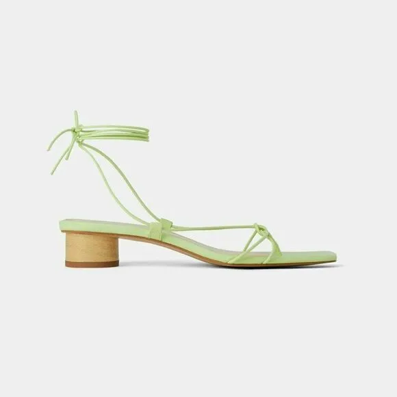 ZARA GREEN HEELED STRAPPY SANDALS