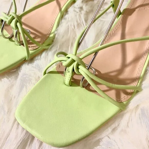 ZARA GREEN HEELED STRAPPY SANDALS