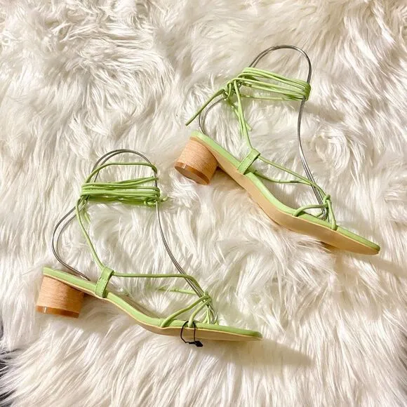 ZARA GREEN HEELED STRAPPY SANDALS