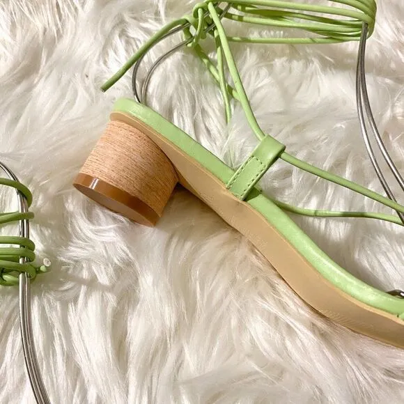 ZARA GREEN HEELED STRAPPY SANDALS
