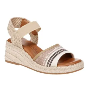 Zodiac Womens Noreen Ankle Strap Espadrille Wedge Sandals Bone Stripe Size 6 1/2